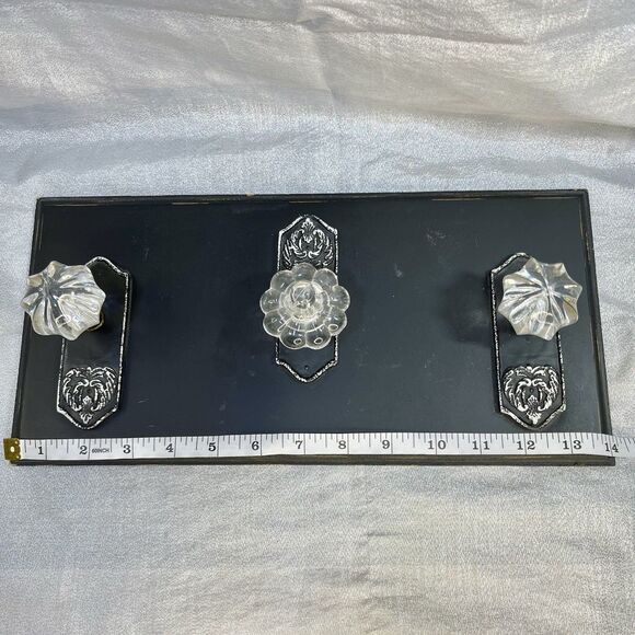 Shabby Chic Farmhouse Decor Wood Hanging Rack Acrylic Crystal Knobs - Picture 4 of 5